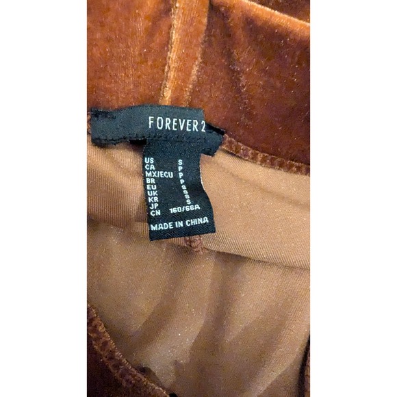 Forever 21 Velvet Flare Pants Womens Small Brown High Waist Stretch - Picture 4 of 5